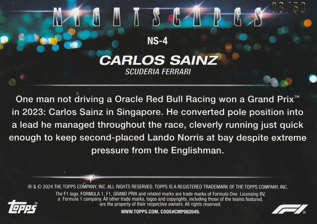 TOPPS Paddock Pass 2024 *Carlos SAINZ* /50 NS-4